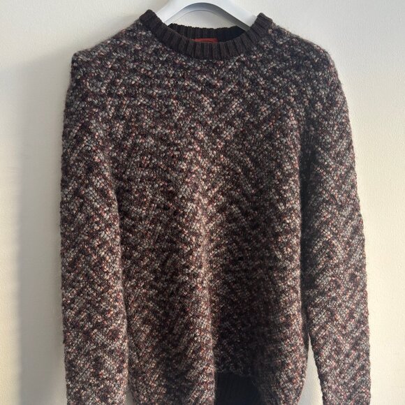 Missoni Chunky Multicolor Mohair Wool Herringbone Crewneck Sweater Large -XL - Picture 1 of 10